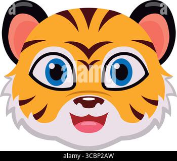 Glückliches Tigergesicht mit Streifen. Vektor Stock Vektor