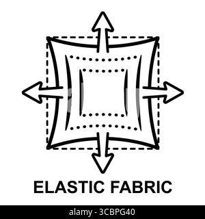Elastisches Stretchmaterial, Elastan-Elastan-Elastan-Textilgewebe, Elastizitätsgummi, elastisches weiches Kleidungsmaterial. Symbol für Way Vergrößern der Gewebelinie Länge und Breite Stock Vektor