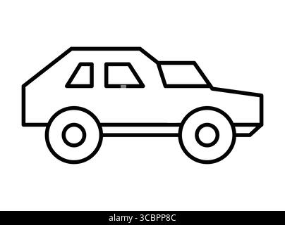 Dieses Bild zeigt einen einfachen schwarz-weißen Umriss eines Autos, der für verschiedene kreative Projekte geeignet ist, darunter Illustrationen, Designs und Bildung Stock Vektor