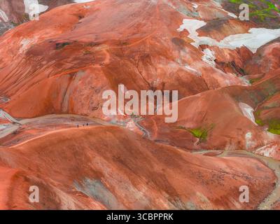 Luftaufnahme der Rainbow Mountains in Landmannalaugar, Island Stockfoto
