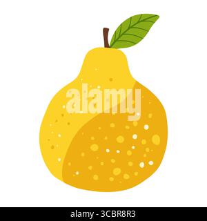 Birnensymbol Cartoon Vektor Illustration. Saftige ganze gelbe Birne abstrakte flache handgezeichnete Frucht. Stilisierte einfache, süße, lustige, trendige Grafik für Kinder, Aufkleber, Karte, Poster, Cover Stock Vektor
