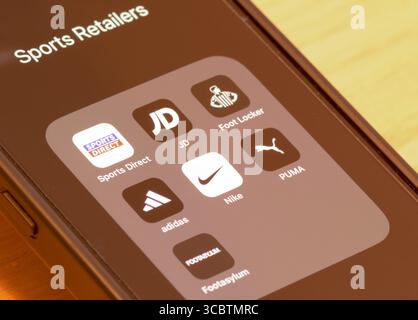 Sport-Händler-Apps auf einem Smartphone-Bildschirm Stockfoto