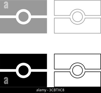 Biometrisches Passsymbol internationales Set Symbol Grau Schwarz Farbe Vektor Illustration Bild einfache Vollfüllung Kontur Linie dünn flach Stil Stock Vektor