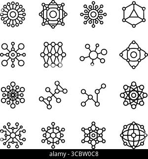 Abstrakte Molekülstrukturen. Abstrakte molekulare Symbolgruppe. Designelemente Stock Vektor