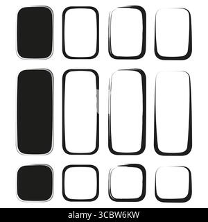 Abgerundete Rechtecksymbole. Moderne leere Formen. Vektorelemente der Schnittstelle. Leere Designrahmen. EPS 10. Stock Vektor