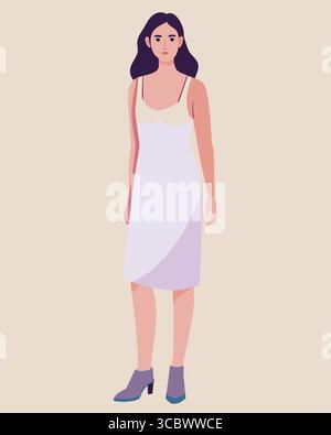 Kreative Ideen Für Weibliche Outfits Editierbarer Vektor – Modeschillustration, Charakterdesign, Digitale Kostümkonzepte, Stilvolle Inspiration Für Kleidung Stock Vektor