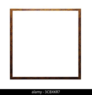 Vintage alter Retro rostiger, quadratischer Rahmen im Metallic-Stil isoliert auf weiß. Stockfoto