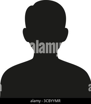 Generisches Männliches Benutzerprofil Silhouette. Abstrakte dunkle Umrisse einer Person, die einen gemeinsamen digitalen Platzhalter oder eine anonyme Kontenidentität darstellt. Stock Vektor