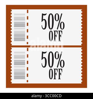 Coupon-Symbole. Verkaufsgutschein-Coupon. Rabattgutscheine Ticket Card. Gutschein für Webdesign. Etikett, Verkaufsbanner mit Rabattgutschein. Vektorbeleg Stock Vektor
