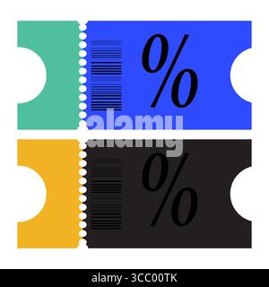 Coupon-Symbole. Verkaufsgutschein-Coupon. Rabattgutscheine Ticket Card. Gutschein für Webdesign. Etikett, Verkaufsbanner mit Rabattgutschein. Vektorbeleg Stock Vektor