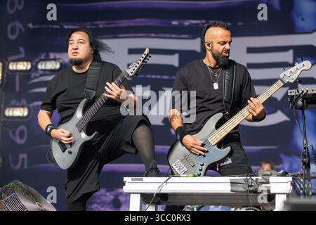 Derbyshire, England, 9. August 2025. Fear Factory spielt auf der Ronnie James Dio Stage im Bloodstock Open Air 2025 in Derbyshire. Quelle: Izzy Clayton/Alamy Live News Stockfoto