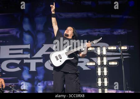 Derbyshire, England, 9. August 2025. Fear Factory spielt auf der Ronnie James Dio Stage im Bloodstock Open Air 2025 in Derbyshire. Quelle: Izzy Clayton/Alamy Live News Stockfoto