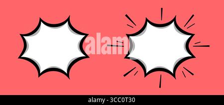 Sprechblasen oder Elemente des Zeichentrickdesigns, Comics, hervorgehoben auf einem korallenfarbenen Hintergrund. Stock Vektor