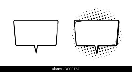 Ein Satz rechteckiger Vorlagen für Sprechblasen auf weißem Hintergrund. Stock Vektor