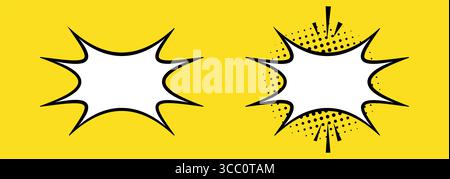 Eine Reihe von Vorlagen für Sprechblasen auf gelbem Hintergrund. Stock Vektor
