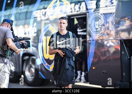 Gent, Belgien. August 2025. Raul Florucz trifft am Samstag, den 9. August 2025, in Gent ein Fußballspiel zwischen KAA Gent und Royale Union Saint-Gilloise, am dritten Tag der ersten Liga der Jupiler Pro League 2025-2026, ein. BELGA FOTO TOM GOYVAERTS Credit: Belga Nachrichtenagentur/Alamy Live News Stockfoto