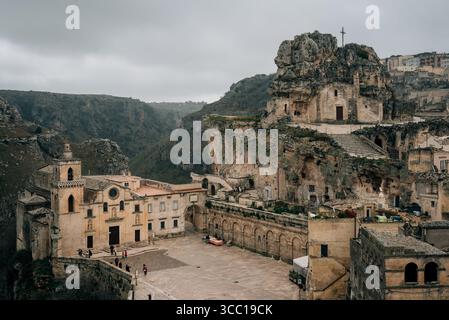 Blick auf die Altstadt von Matera, Basilicata, Italien Stockfoto