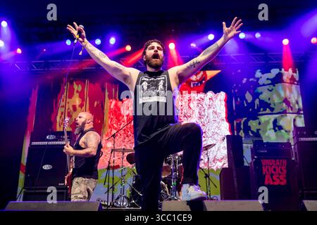 Derbyshire, England, 9. August 2025. Undeath spielt auf der Sophie Lancaster Stage am Bloodstock Open Air 2025 in Derbyshire. Quelle: Izzy Clayton/Alamy Live News Stockfoto