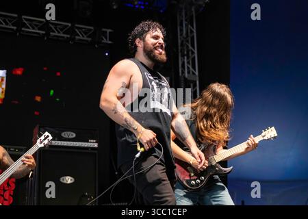 Derbyshire, England, 9. August 2025. Undeath spielt auf der Sophie Lancaster Stage am Bloodstock Open Air 2025 in Derbyshire. Quelle: Izzy Clayton/Alamy Live News Stockfoto