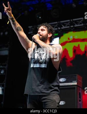 Derbyshire, England, 9. August 2025. Undeath spielt auf der Sophie Lancaster Stage am Bloodstock Open Air 2025 in Derbyshire. Quelle: Izzy Clayton/Alamy Live News Stockfoto