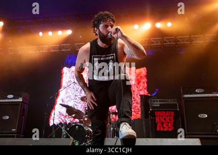 Derbyshire, England, 9. August 2025. Undeath spielt auf der Sophie Lancaster Stage am Bloodstock Open Air 2025 in Derbyshire. Quelle: Izzy Clayton/Alamy Live News Stockfoto