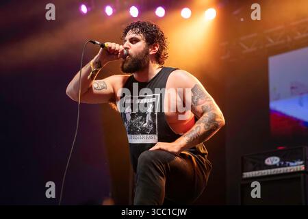 Derbyshire, England, 9. August 2025. Undeath spielt auf der Sophie Lancaster Stage am Bloodstock Open Air 2025 in Derbyshire. Quelle: Izzy Clayton/Alamy Live News Stockfoto