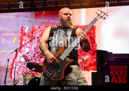 Derbyshire, England, 9. August 2025. Undeath spielt auf der Sophie Lancaster Stage am Bloodstock Open Air 2025 in Derbyshire. Quelle: Izzy Clayton/Alamy Live News Stockfoto