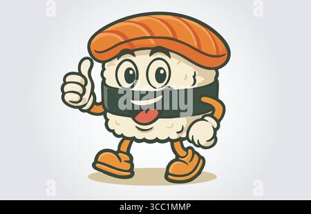 Sushi Maskottchen Zeichentrickfigur Vorlage Stock Vektor