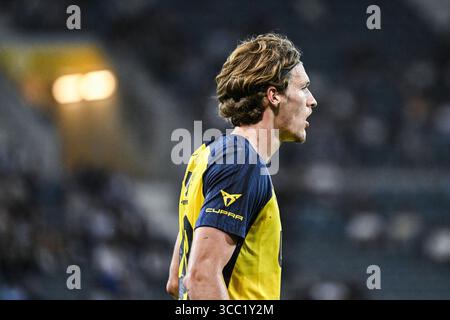 Gent, Belgien. August 2025. Union Fedde Leysen wurde während eines Fußballspiels zwischen KAA Gent und Royale Union Saint-Gilloise am Samstag, den 9. August 2025 in Gent, am 3. Tag der ersten Liga der Jupiler Pro League 2025-2026 in der belgischen Meisterschaft gezeigt. BELGA FOTO TOM GOYVAERTS Credit: Belga Nachrichtenagentur/Alamy Live News Stockfoto