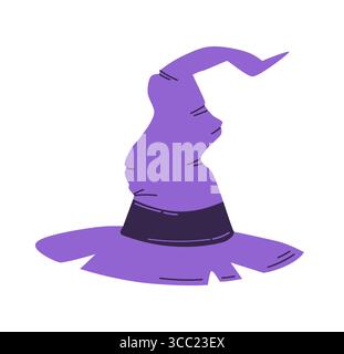 Halloween Hexenhut isoliert auf weißem Hintergrund. Vektorabbildung. Stock Vektor