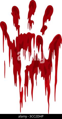 Grausamer tropfender roter Handabdruck mit mehreren Spuren, Horror-Blut-Vektor-Kunst auf weißem Hintergrund Stock Vektor