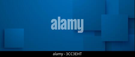 Blauer abstrakter Hintergrund mit geometrischen Formen, Rechtecken und Quadraten, überlagert und überlappend, wodurch ein Gefühl von Tiefe und Dimension entsteht. Stock Vektor