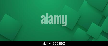 Abstrakter Hintergrund mit sich überlappenden Quadraten in verschiedenen Grüntönen, geometrischen Formen. Stock Vektor