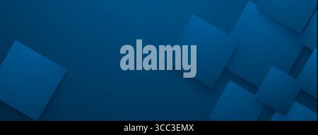 Blauer abstrakter Hintergrund mit mehrschichtigen Quadraten in verschiedenen Schattierungen, geometrischen Formen. Stock Vektor