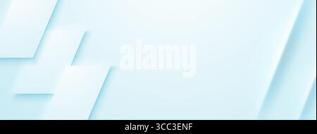 Weicher hellblauer Hintergrund mit abgestuften weißen Rechtecken für Tiefe. Stock Vektor