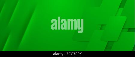 Grüne abstrakte Formen mit unterschiedlichen Tiefen und Schatten erzeugen einen dynamischen, mehrschichtigen Hintergrundeffekt. Stock Vektor