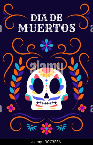 dia de muertos Posterillustration in flachem Design Stock Vektor
