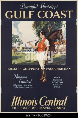 Ein prächtiges Vintage-Reiseposter für die Golfküste von Mississippi, USA Stockfoto