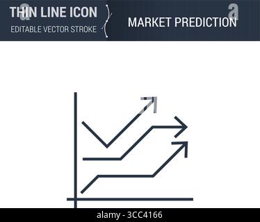 Symbol „Marktprognose“ – Symbol „Thin Line Business“. Ideal für Webdesign. Vektorkonzept Für Qualitätskonturen. Hochwertiges, Einfaches, Elegantes Logo. Stock Vektor