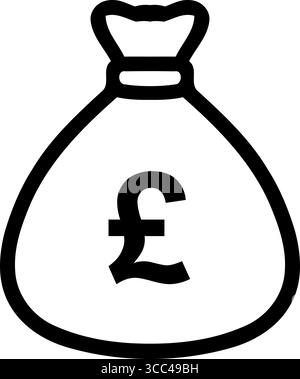 Pound Sterling Geldbeutel Symbol. Einfaches schwarzes Umrisssymbol für britische Finanzen, Währungsumtausch und Bankgeschäfte. Symbol für Vektorlinie. Stock Vektor
