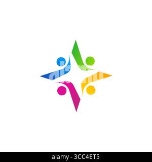 Team Work Star Logo, Bildung Freundschaft Gruppe Star Symbol Symbol Vektor Design Stock Vektor