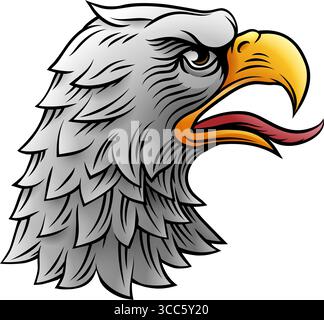 Eagle Head Holzschnitt Ätzung Im Heraldischen Vintage-Stil Stock Vektor