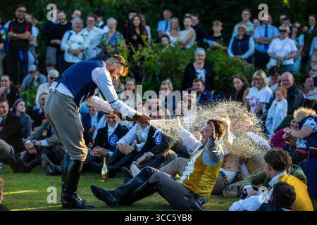 Die Stump Ceremony, die während der Coldstream Civic Week the Last of the Border Rideouts in Coldstream, Scottish Borders, Schottland, Großbritannien stattfindet Stockfoto