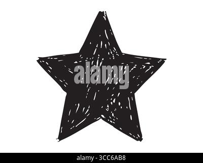 Schwarze Sternsilhouette mit strukturiertem Muster auf weißem Hintergrund. Konzept der Ikone, Designelement, Dekoration, minimalistische Kunst, grafisches Symbol Stock Vektor