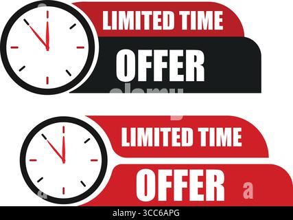 Zeitlich begrenztes Angebot: Uhrenbanner Fett im Werbedesign in Rot und Schwarz Stock Vektor