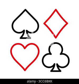 Einfache Spielkarte passt zu Design Herzen Diamanten Clubs Pik Stock Vektor