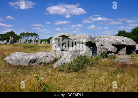 Close up of Famous Dilmens and Menhirs at Carnac ist eine Gemeinde neben dem Golf von Morbihan an der Südküste der Bretagne im Morbihan Stockfoto