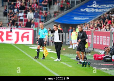Herning, Dänemark. August 2025. Superligakampen mellem FC Midtjylland og FC Fredericia paa MCH Arena i Herning soendag den 10. august 2025. Quelle: Ritzau/Alamy Live News Stockfoto