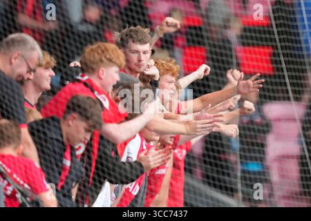 Herning, Dänemark. August 2025. Superligakampen mellem FC Midtjylland og FC Fredericia paa MCH Arena i Herning soendag den 10. august 2025. Quelle: Ritzau/Alamy Live News Stockfoto