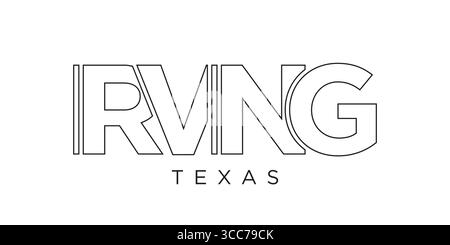 Design mit Typografie-Schriftzug in Irving, Texas, USA. Amerika-Logo mit grafischem Stadtschriftzug für Print- und Webprodukte. Stock Vektor